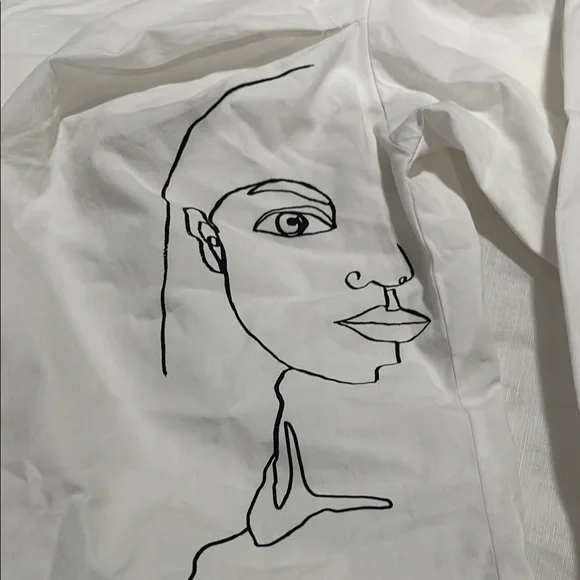 H&M White Graphic Button-Up Shirt - Picture 4 of 7